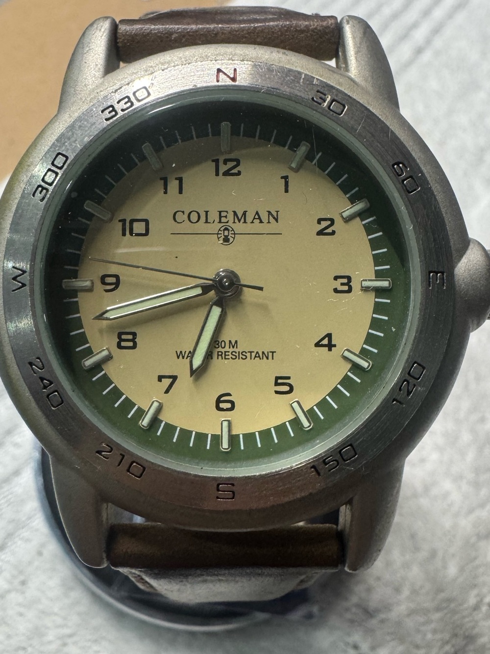 Coleman Green Bezel and Beige Dial Men's Field Watch
